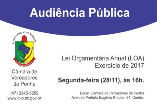 Câmara de Penha realiza audiência pública para discutir a LOA 2017