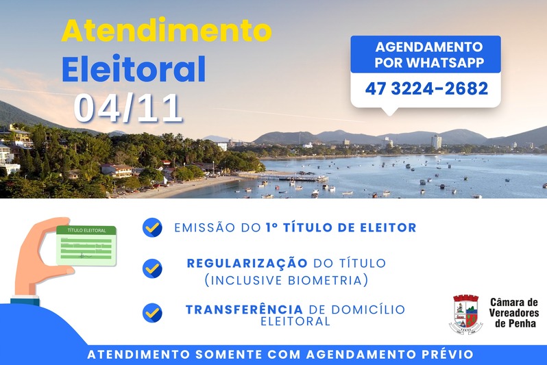 Câmara de Penha abre novo agendamento para regularização do título de eleitor