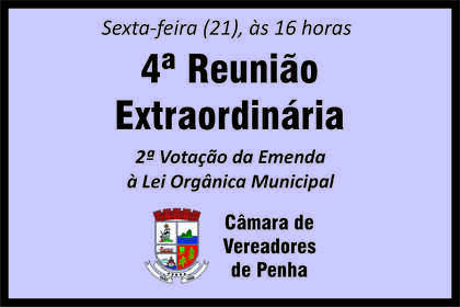 Câmara de Penha fará segundo votação de emenda à Lei Orgânica