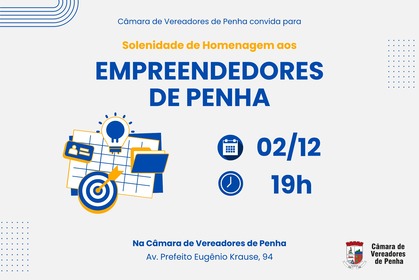 Câmara de Penha presta homenagem a empreendedores locais